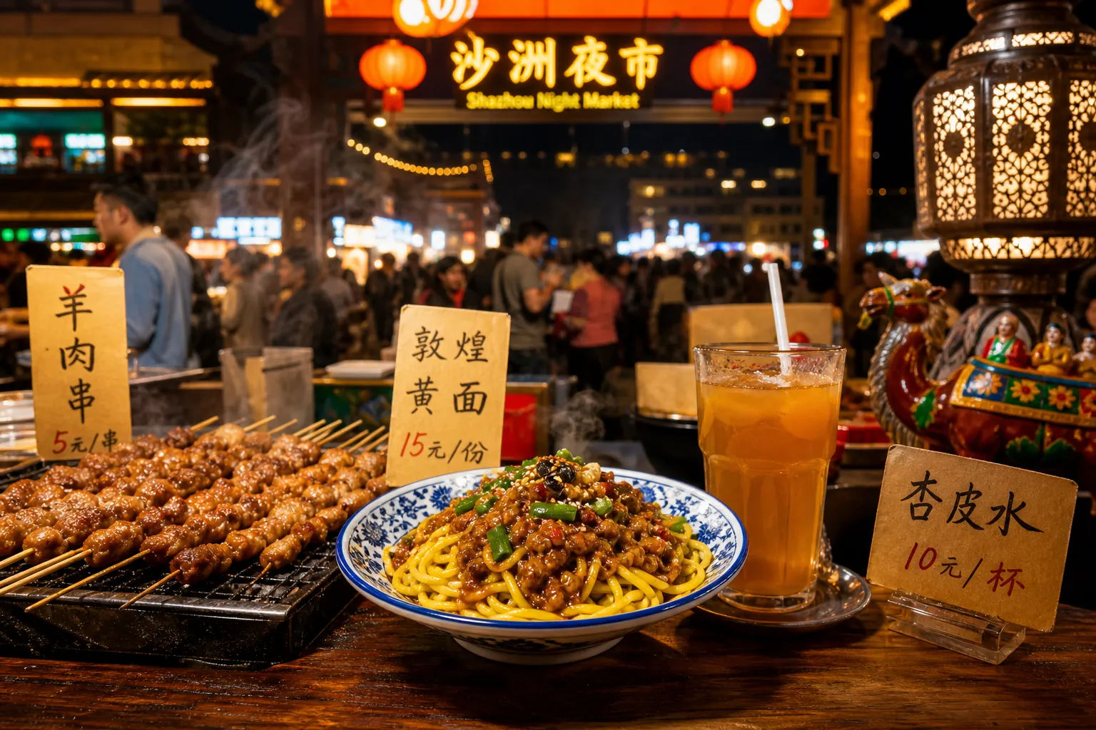 Dunhuang night market food stall.webp